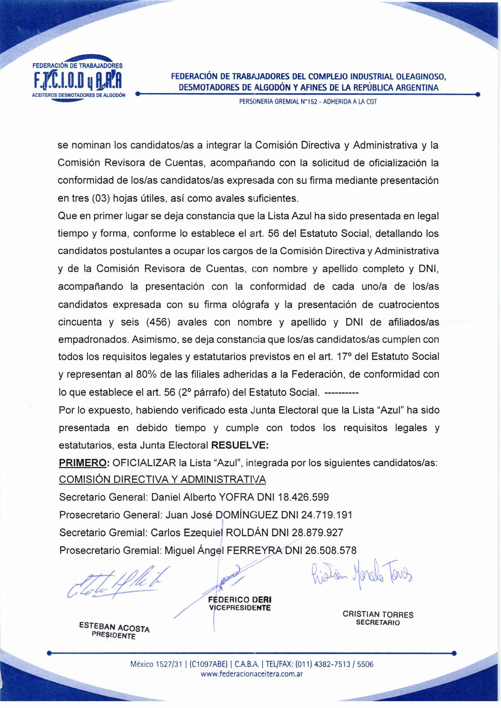 Acta Oficialización De Lista Página 2