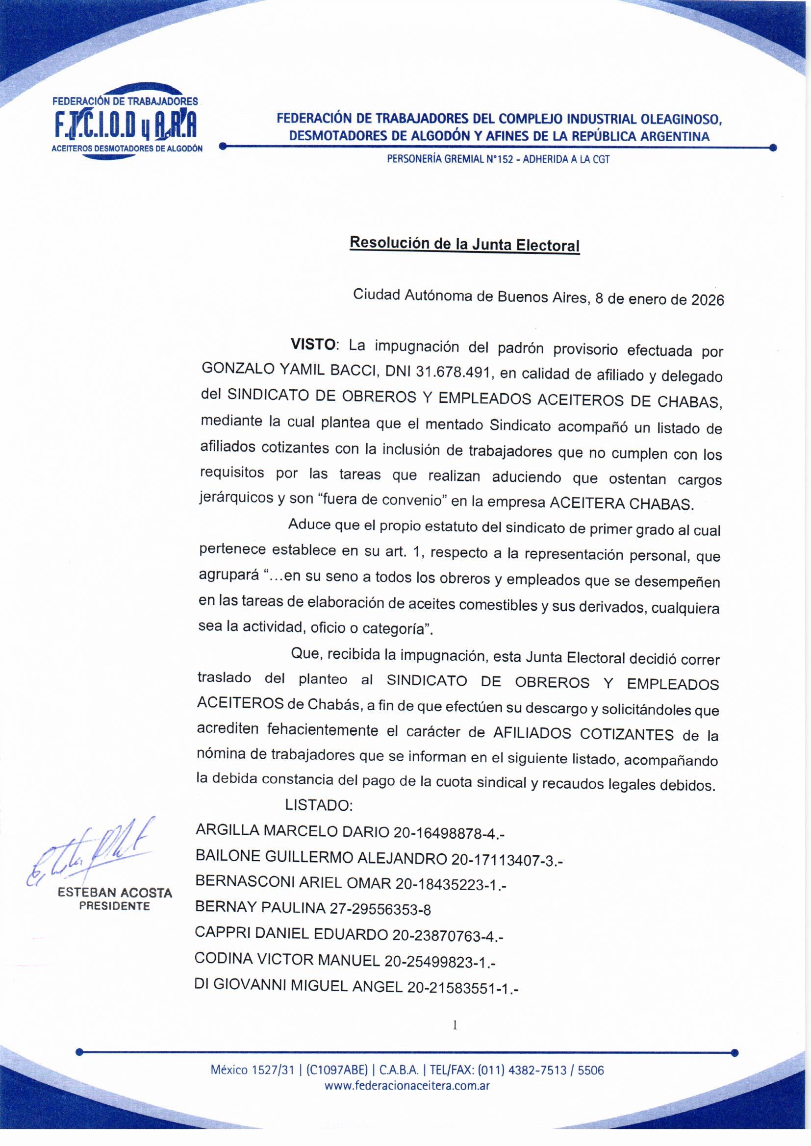 Resolucion De Junta Electoral Página 1